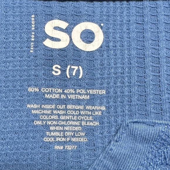 SO Girls Blue Waffle Knit Long Sleeve Top 7 - Picture 3 of 5